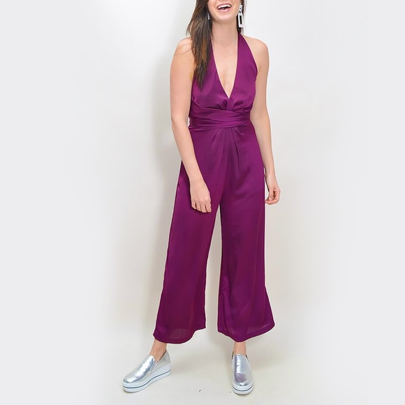 astr the label tie waist crop jumpsuit